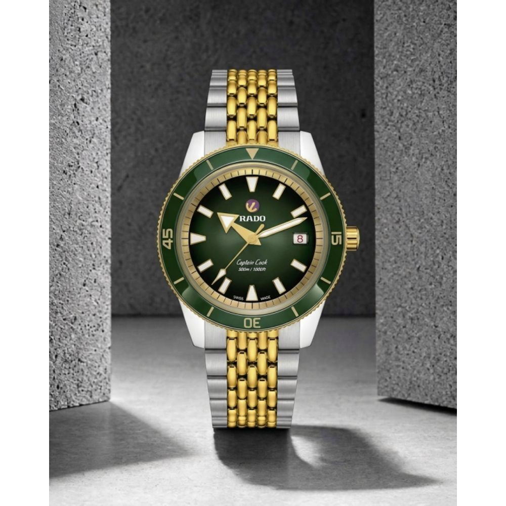 Raddo Captain Cook Automatic watch 2 ton gold green