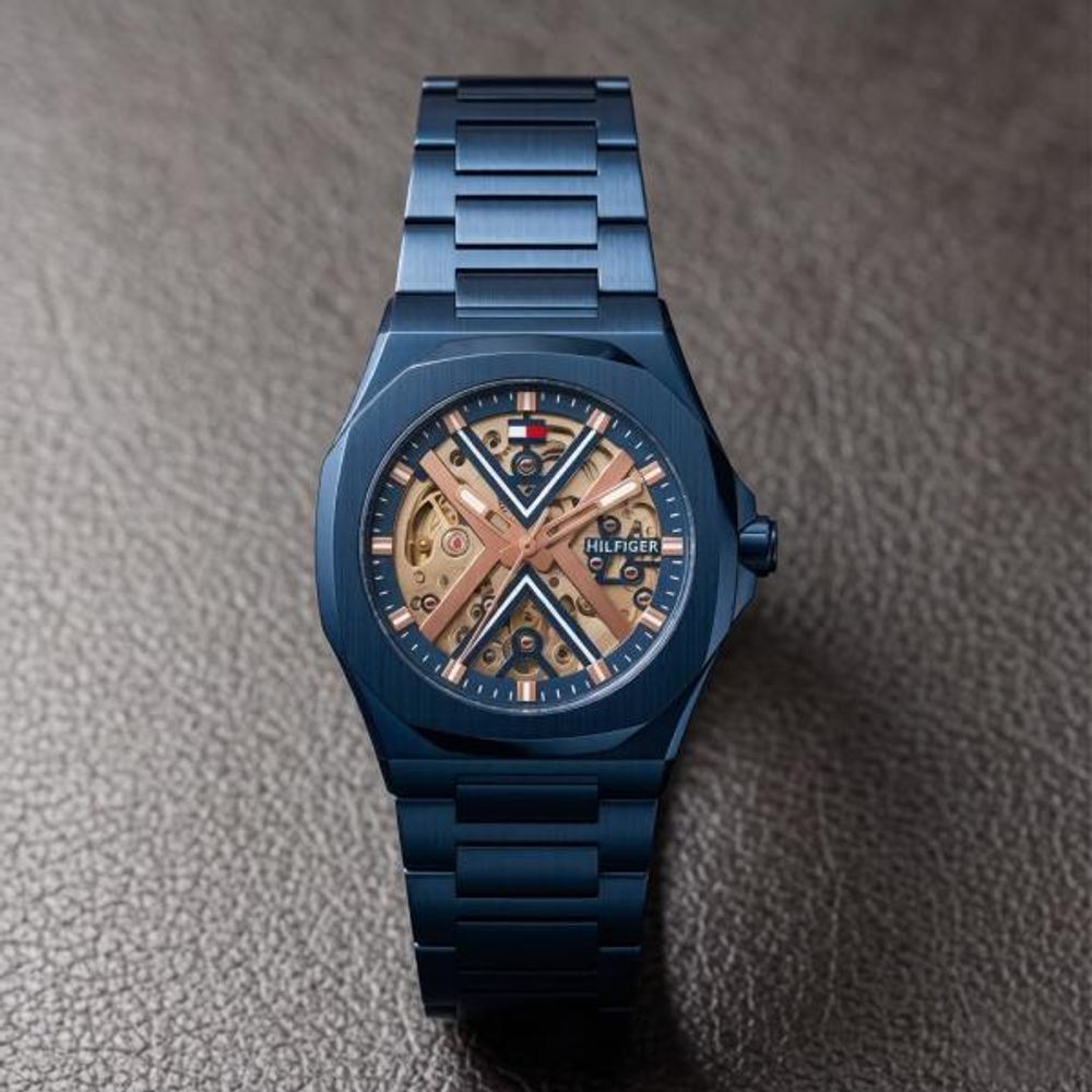 Tommmy Hilfige_r Skeleton Automatic Blue-Copper