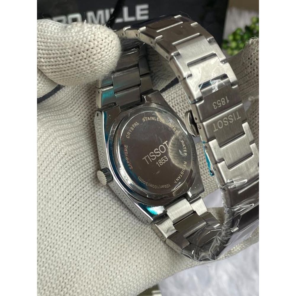 TISOT PRX QUARTZ SILVER GREEN TEXTURE AT104