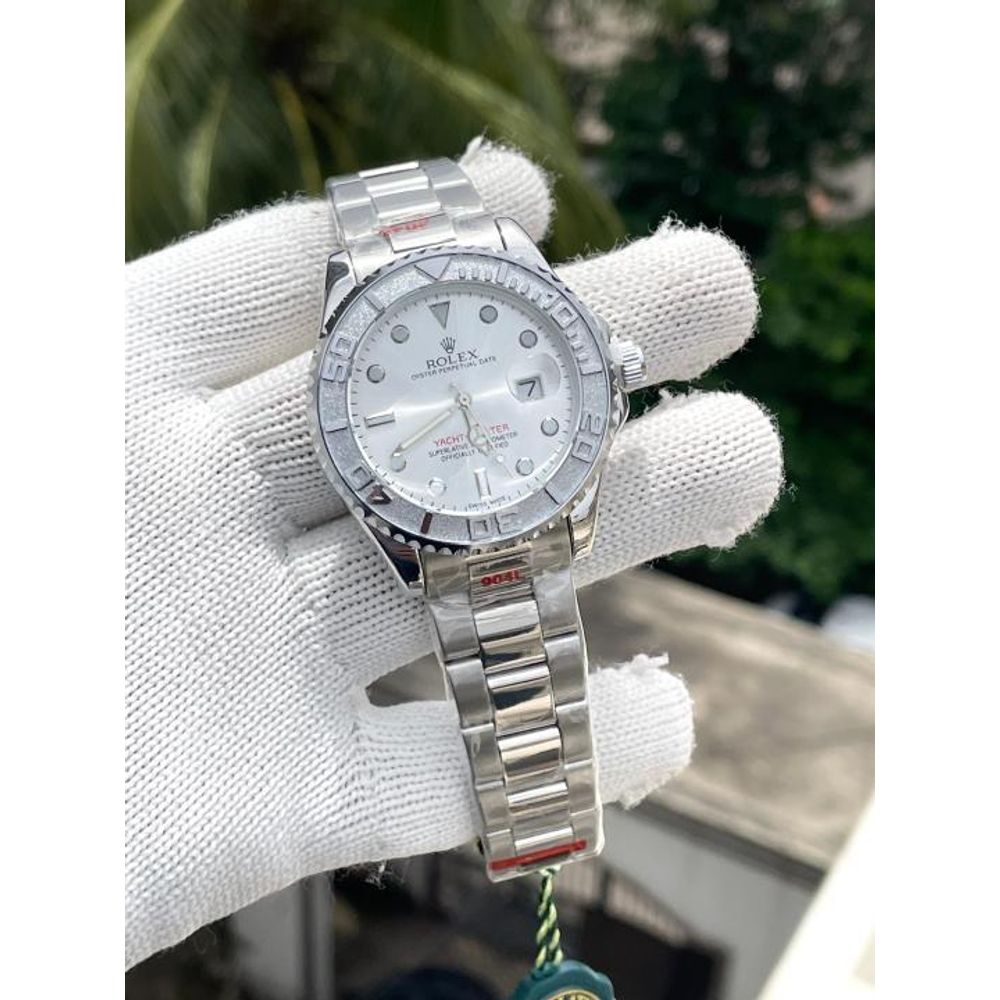 Rollex Yachtmaster Silver White Dial Sweep Movement AT464