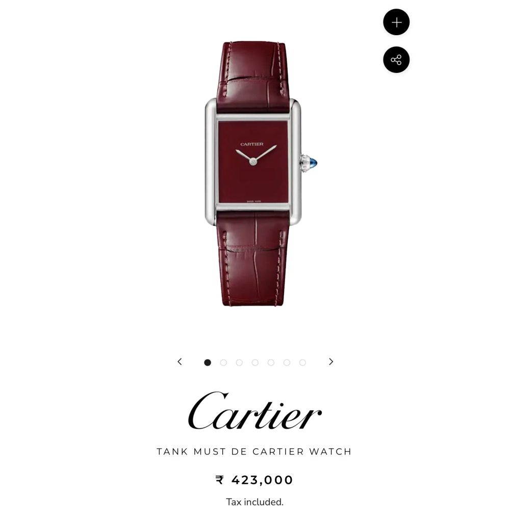 Cartie r Tank Burgundy Premium Quartz Watch