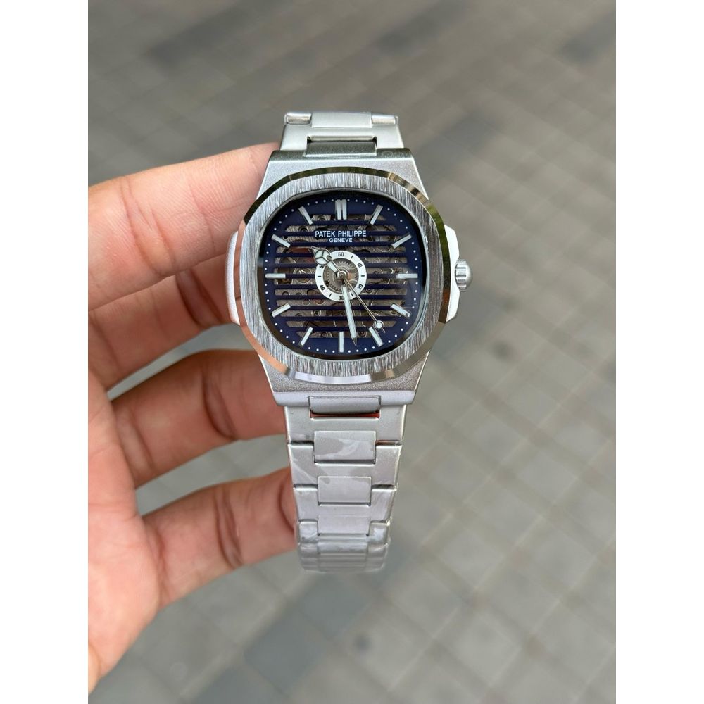 Patek Phillip e Nautilus Automatic Skeleton Silver Blue