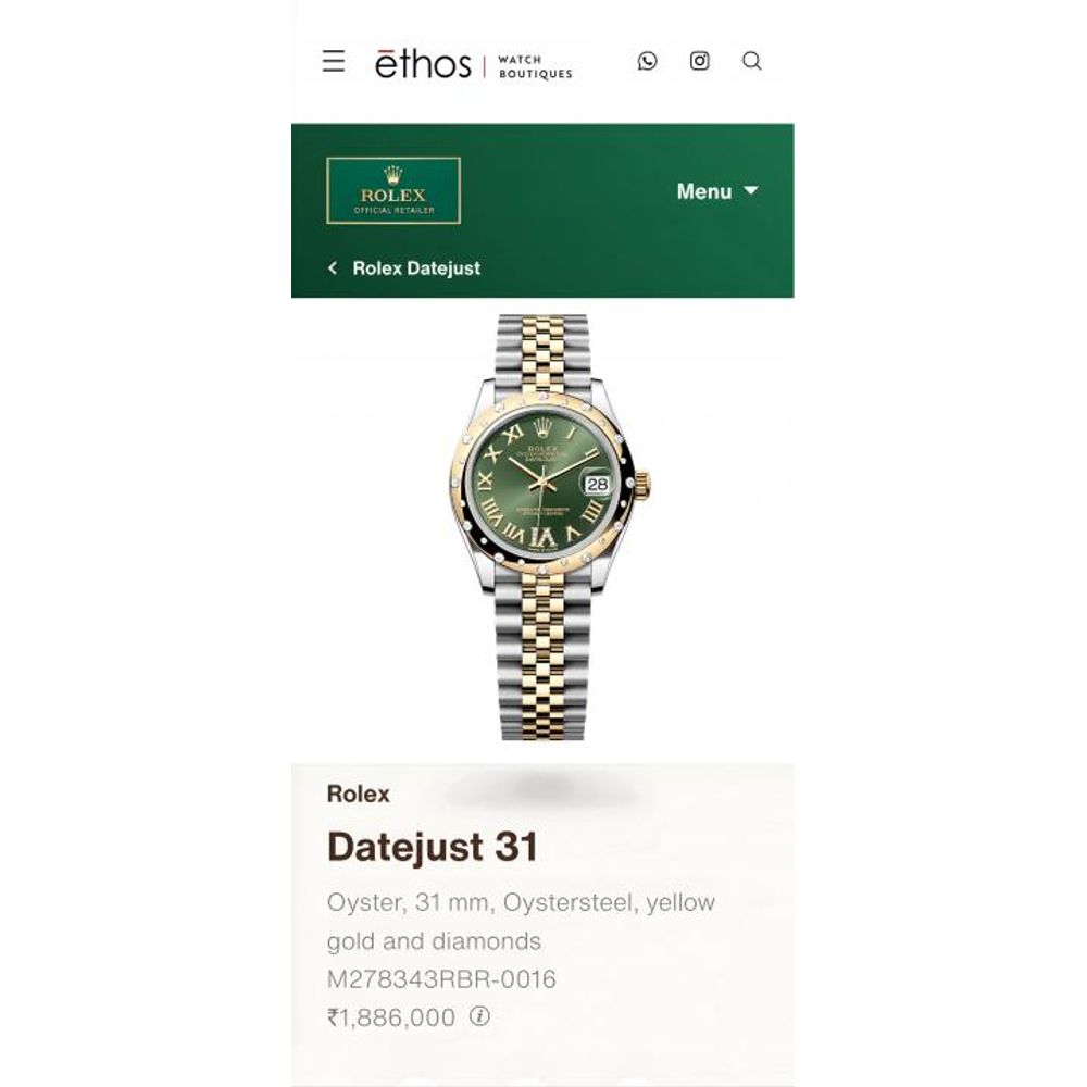 Rollex Datejust 31 2Ton Green Roman
