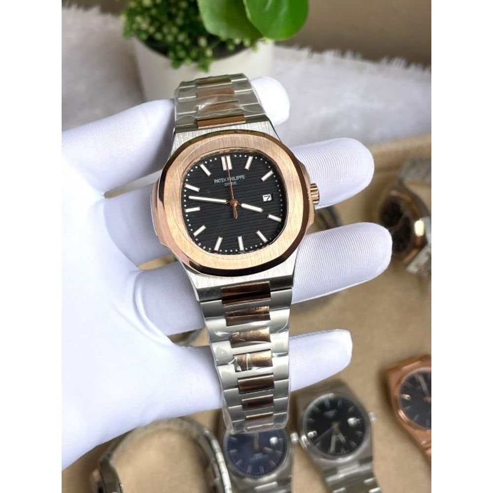 Patek Philipe Nautilus  Premium Quartz Two Tone Black AT470