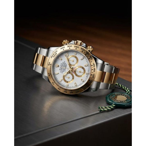 Rollex Daytona Oyster Perpetual Two Tone Gold White Dial