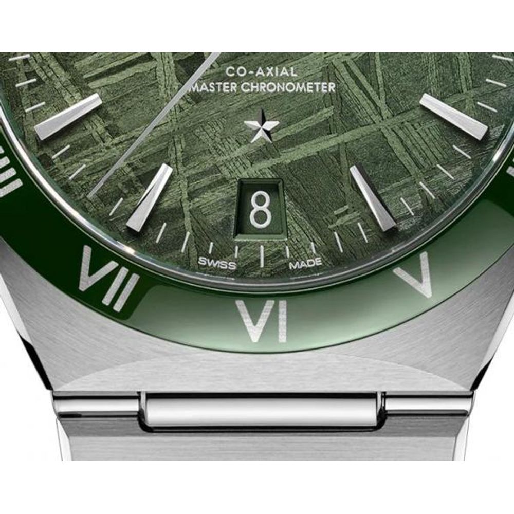 Omegha Constellation 41 mm Meteorite Watch silver green design