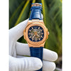 PATEK PHILIPE AUTOMATIC LEATHER BELT BLUE COPPER AT288