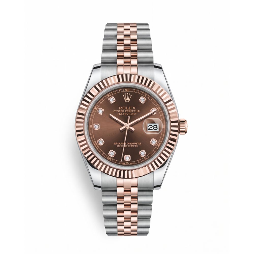 Rolee_x Oyster Perpetual Date Just Diamond Two Tone Copper Dial