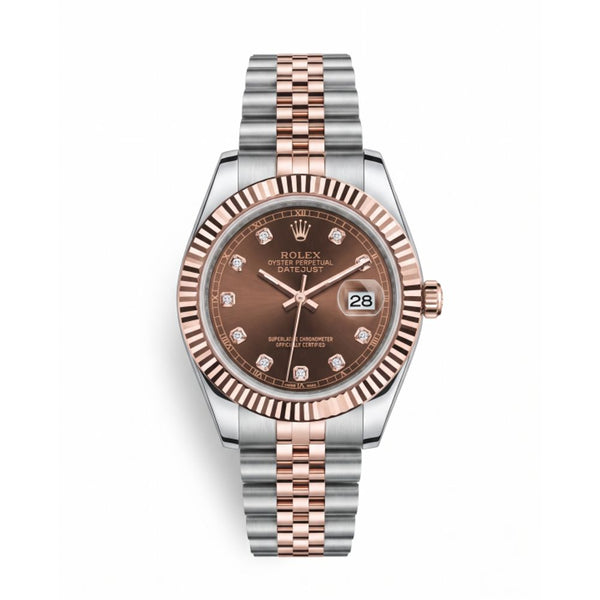 Rolee_x Oyster Perpetual Date Just Diamond Two Tone Copper Dial