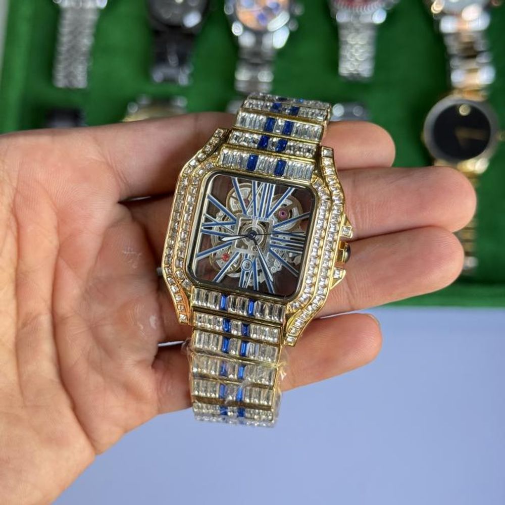 Cartiarr Santos Diamond Quartz (GoldBlue)