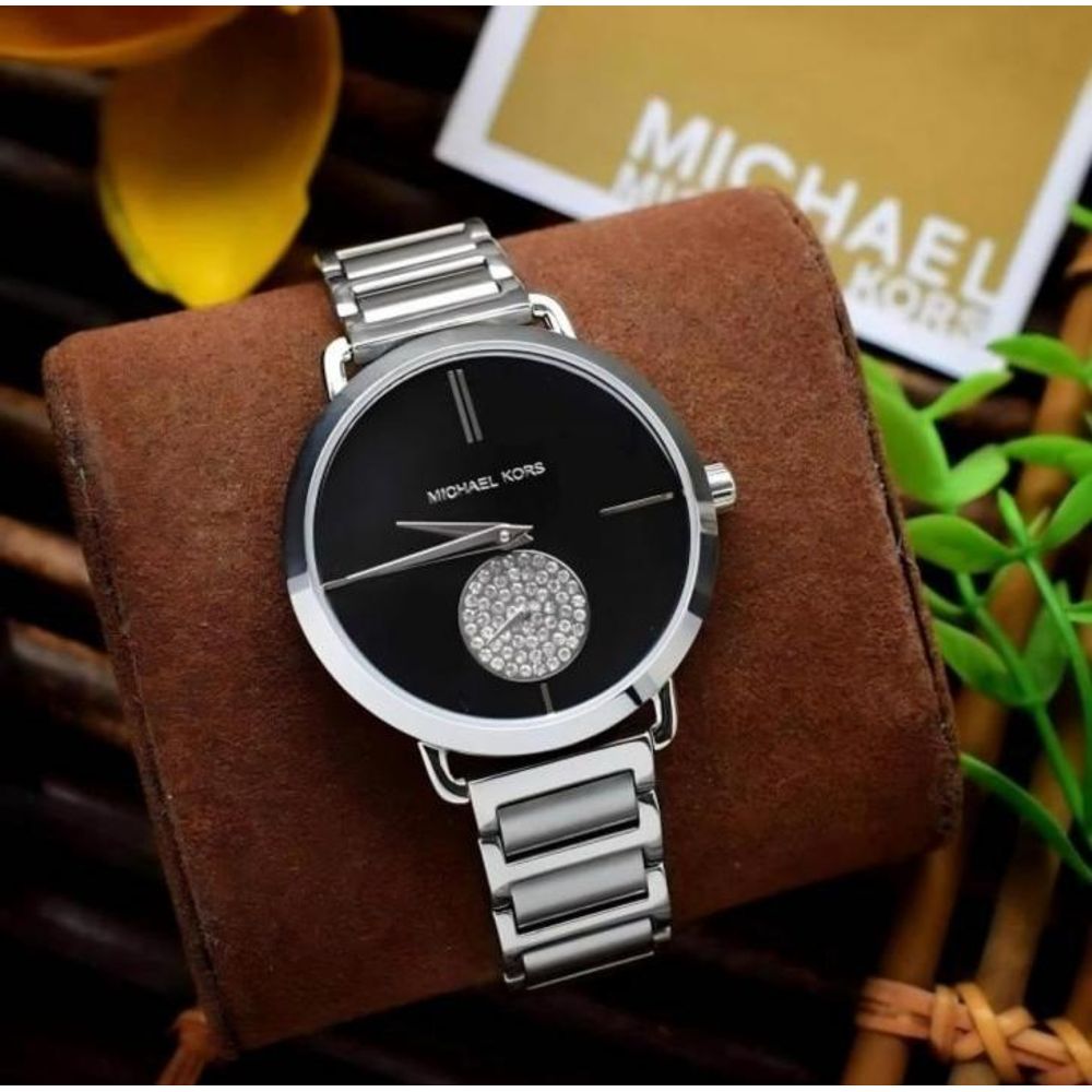 Micheal KorsPortia (E.G. MK3638 Store Article Japan Quality Silver Black Dial