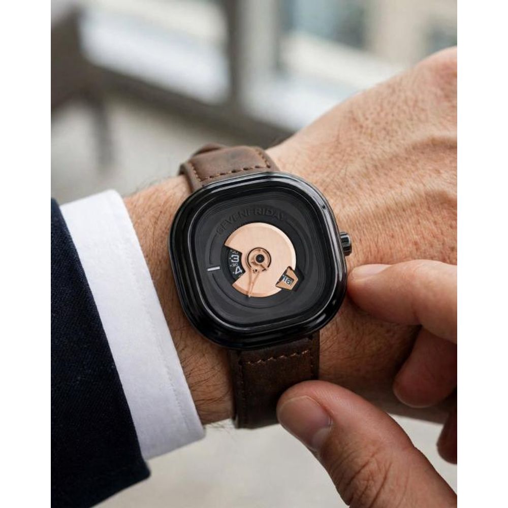 Seven Friday PE201 Dark Brown Black Dial