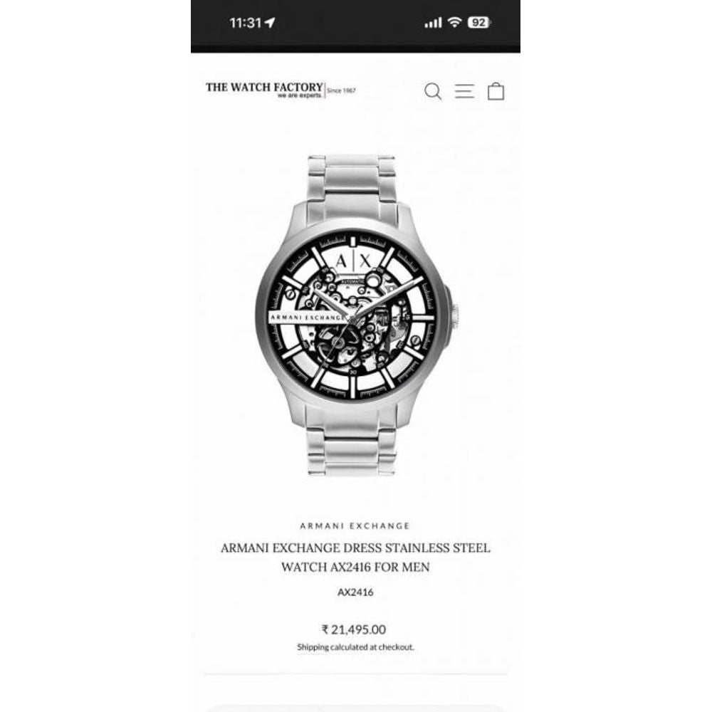 Armaann_i Exchange Ax2418 Hampton Automatic silver Black and white
