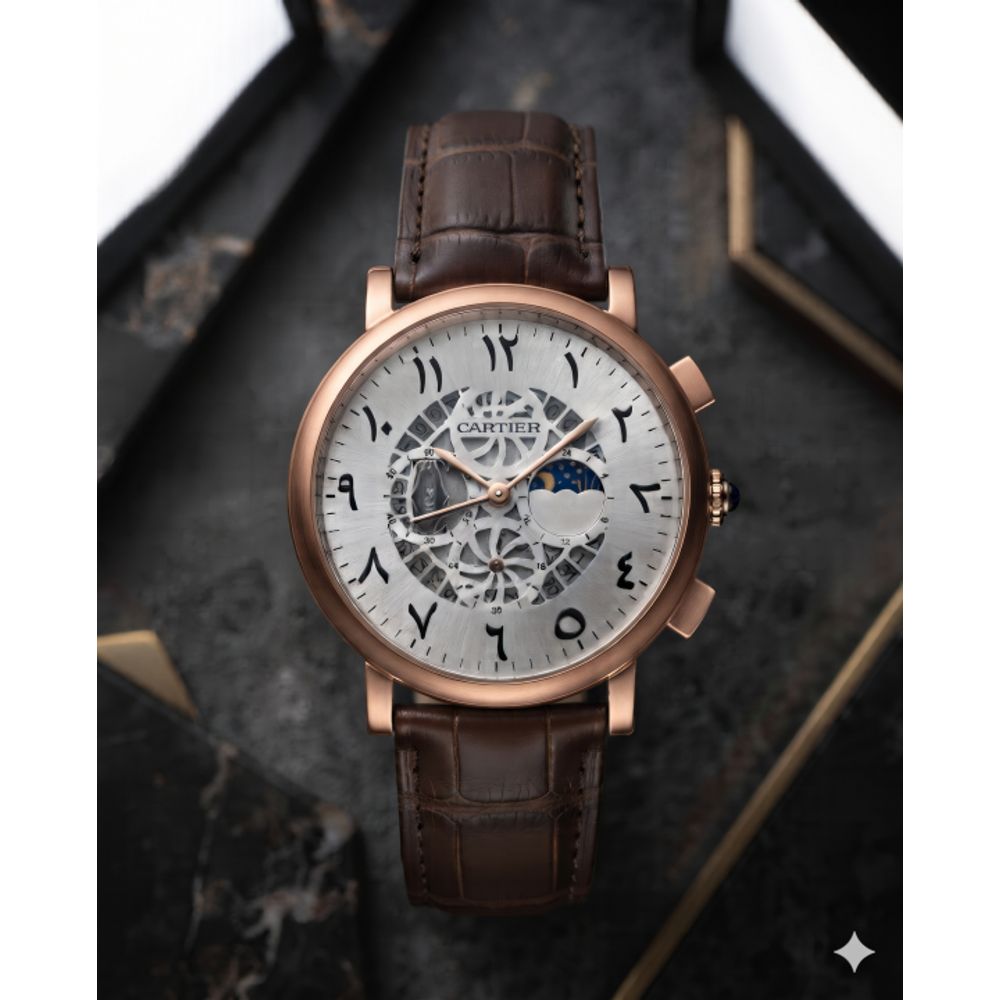 Cartire Baloon Leather Chronograph Brown Copper White Dial