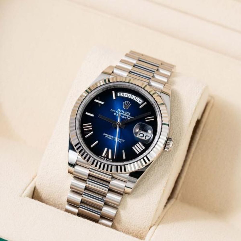 Rolee_x Oyster Perpetual Day Date 40 Battery Silver-Blue