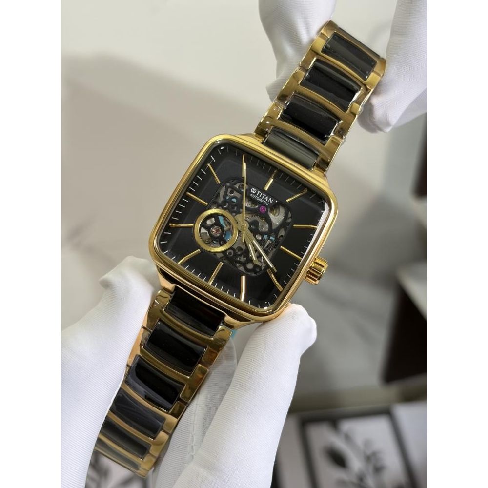 TITA AN CERAMIC FUSION SKELETON AUTOMATIC RICH BLACK GOLD  MENS HVY 1169