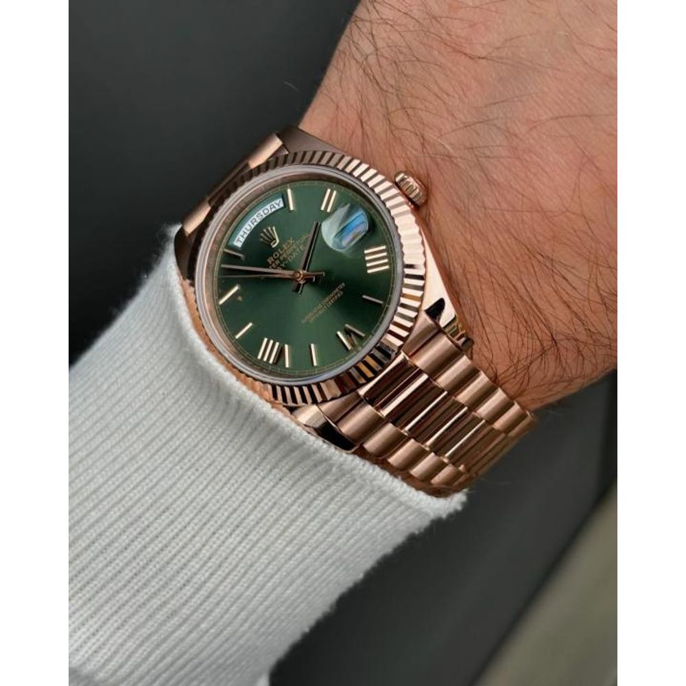 Rolee_x Oyster Perpetual Day Date 40 Battery Copper Green