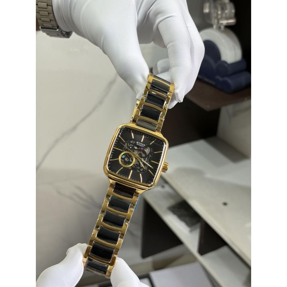 TITA AN CERAMIC FUSION SKELETON AUTOMATIC RICH BLACK GOLD  MENS HVY 1169