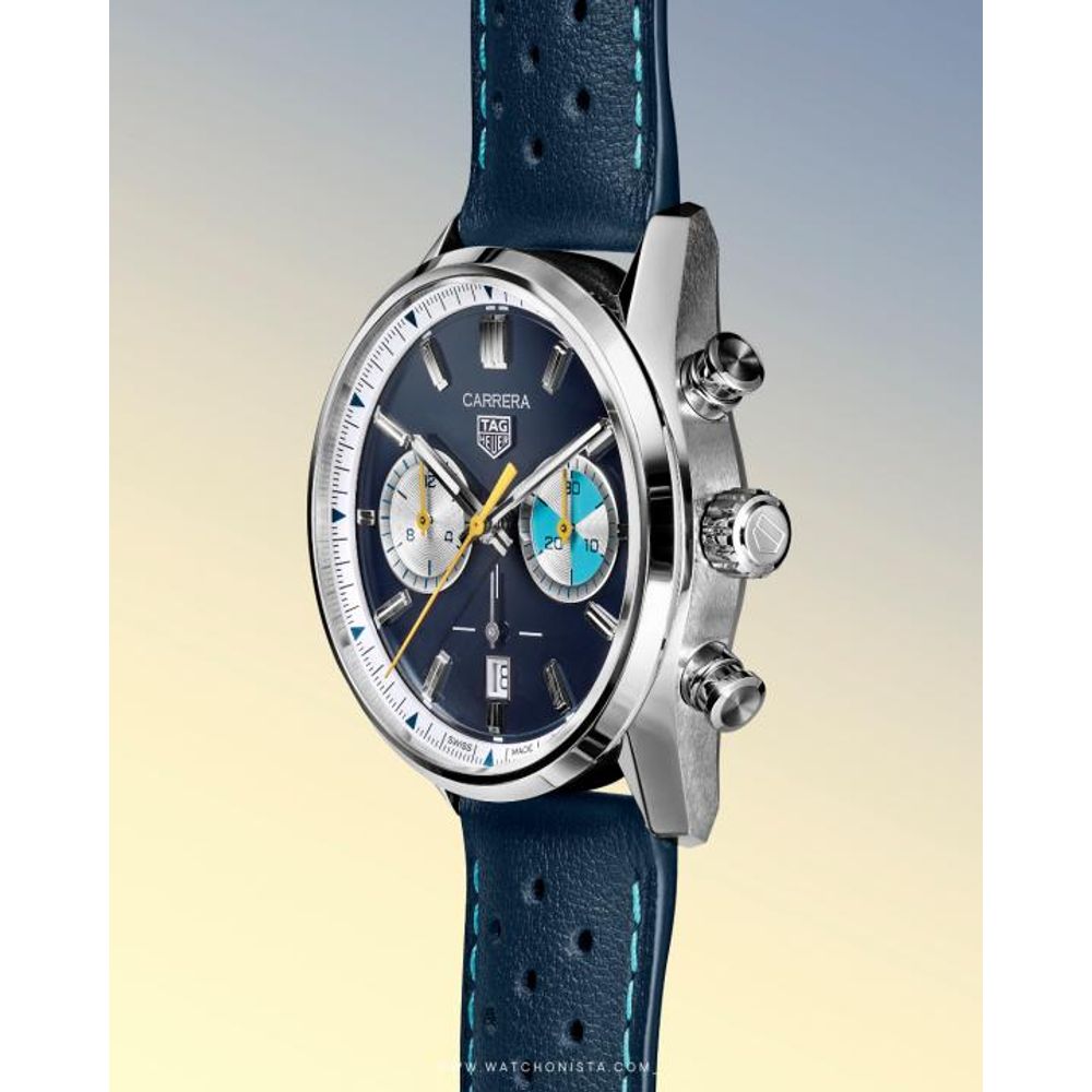 TAG Heuuer Carrera Chronograph blue brown and white