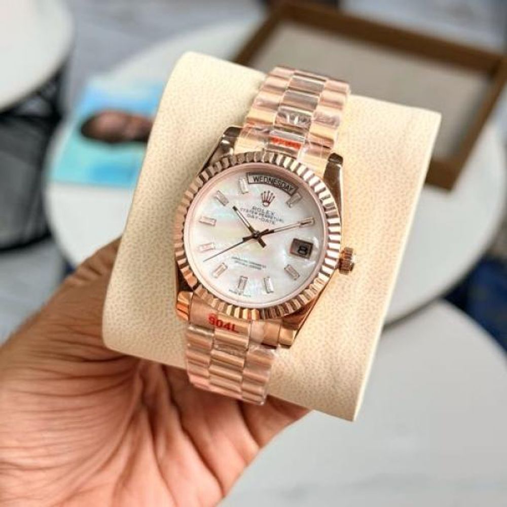 ROLLEX OYSTER PERPETUAL DAY DATE  ZR ROSE WHITE MARBLE DIAL HVY 44