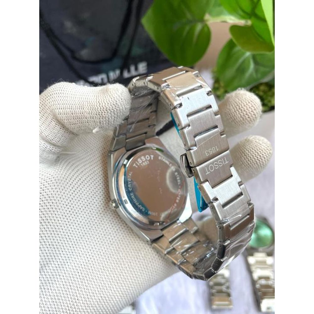 TISOT PRX SILVER DARK BLUE TEXTURE DIAL AT358
