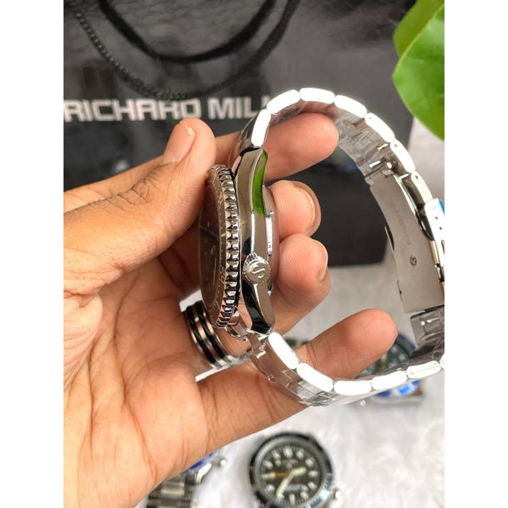 Seiko GMT Open Back Silver Green AT459