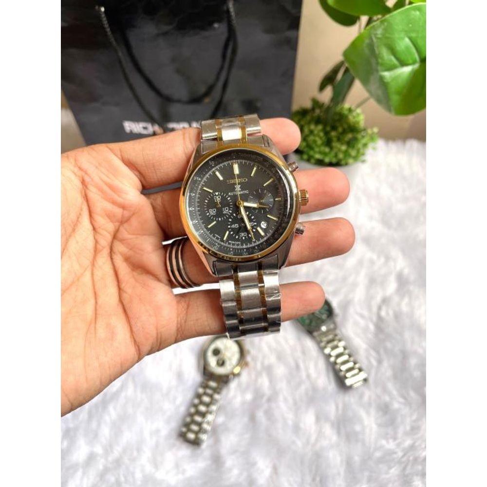 SEIKO PROSPEX CHRONOGHRAPH TWO TONE BLACK DIAL AT461