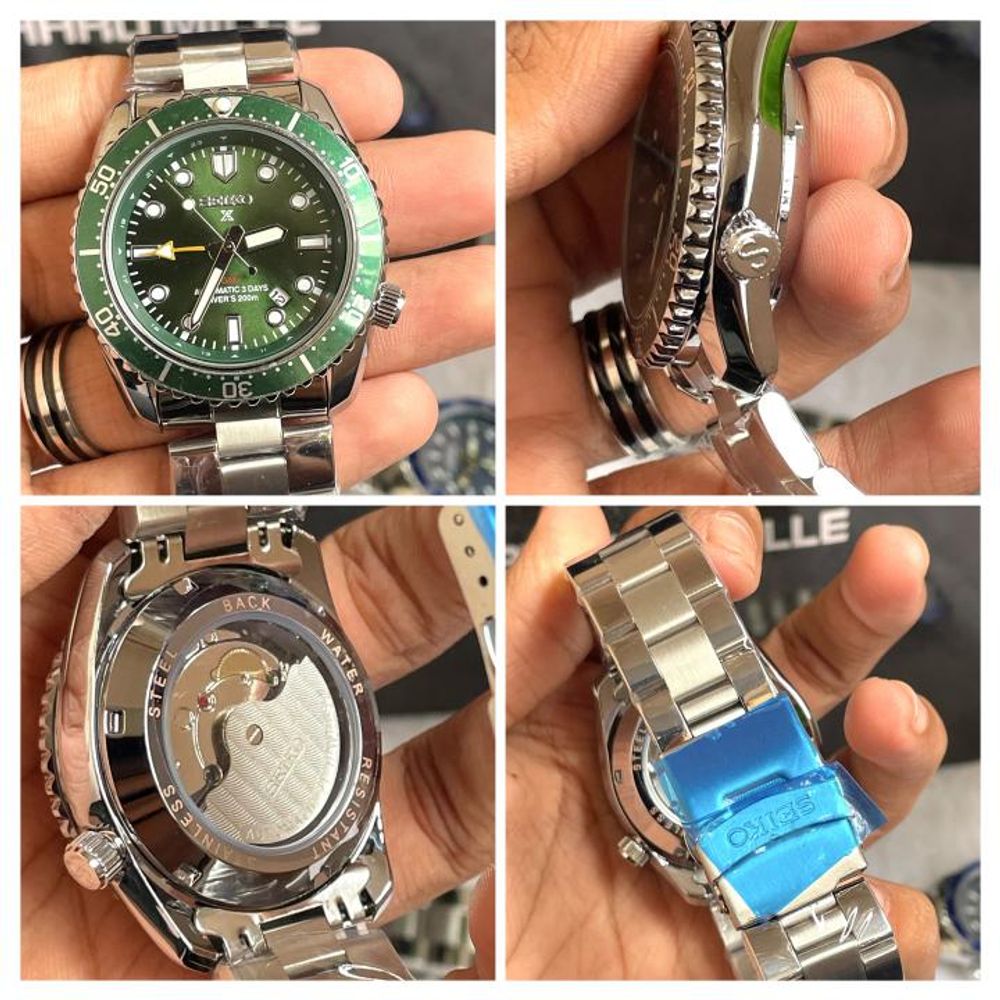 Seiko Prospex GMT Open Back Silver Green AT459