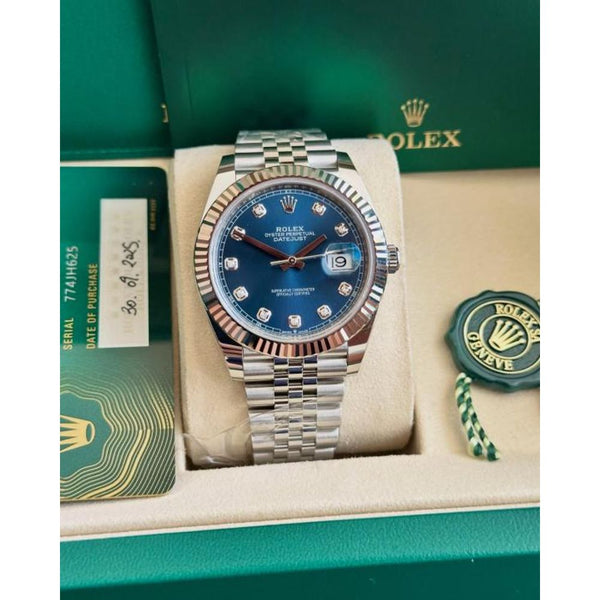 Rolee_x Oyster Perpetual Date Just Diamond Silver-Blue-Diamond