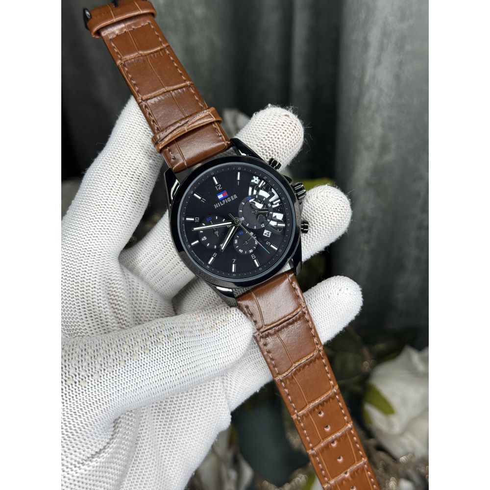 Tommy Hilfige r Black Brown Chronograph Premium Watch