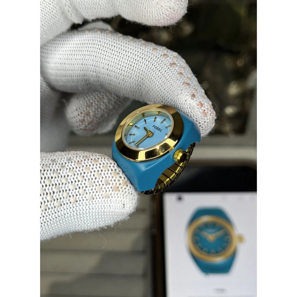 Fossi l Teal Blue Gold Ring Premium Ladies Watch