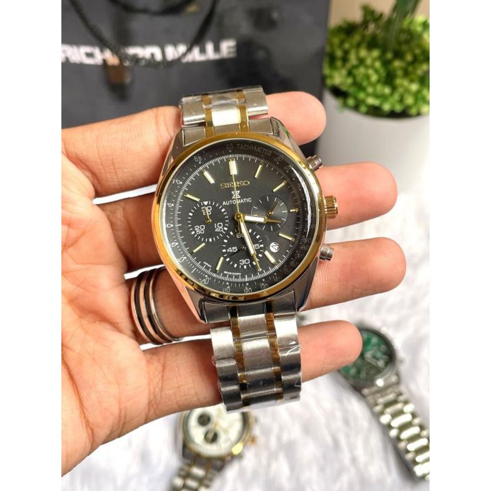 SEIKO PROSPEX CHRONOGHRAPH TWO TONE BLACK DIAL AT461