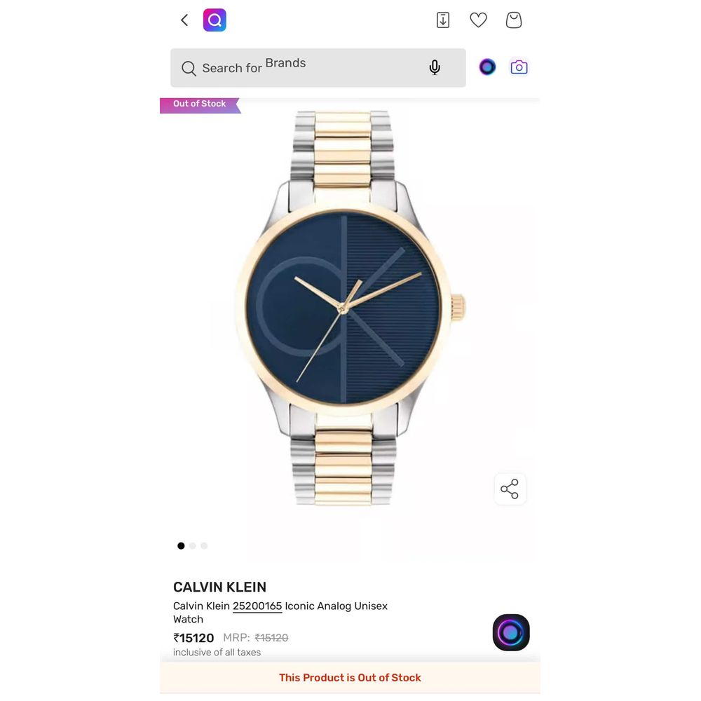 Calvin Klei n Dual Tone With Blue Premium Watch