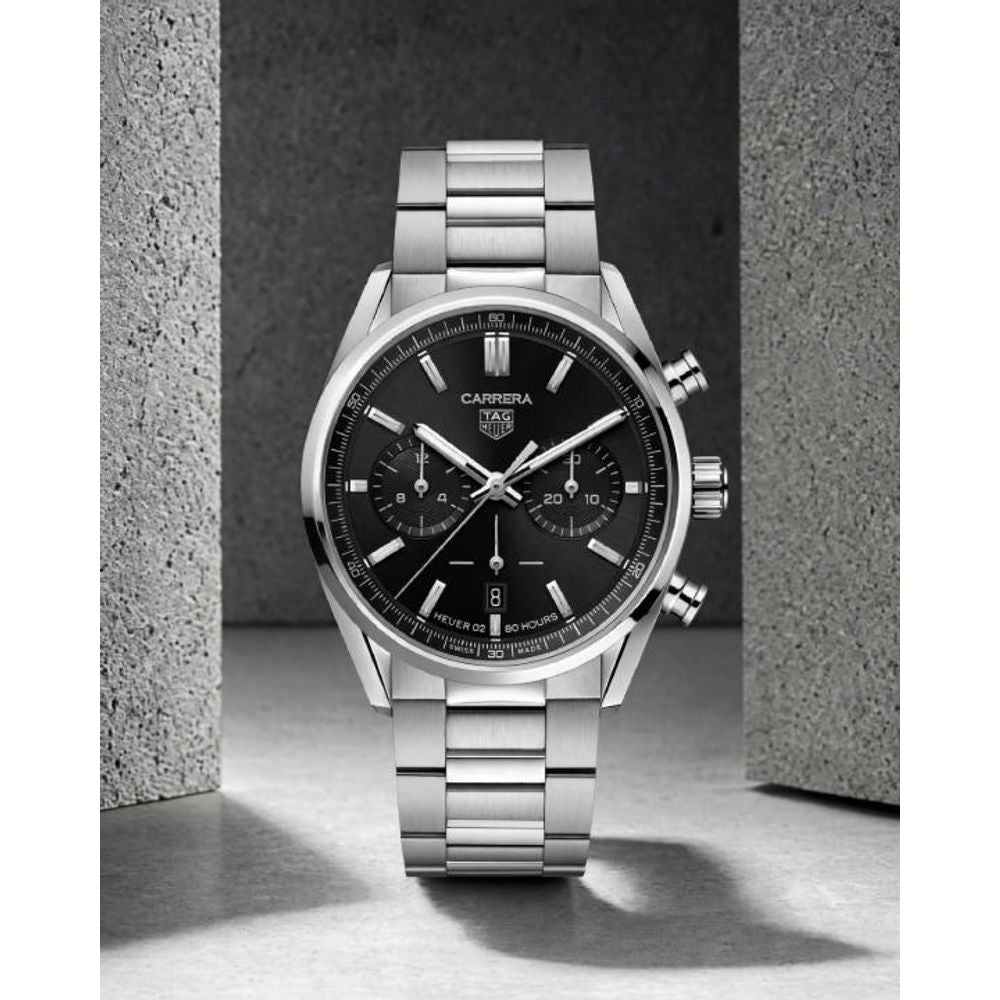 TAG Heuuer Carrera Chronograph silver Black