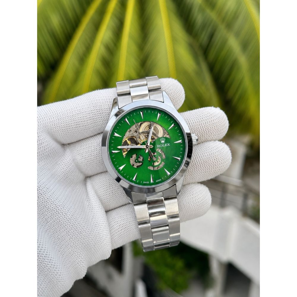 Rollex Automatic Silver Green Dial AT415
