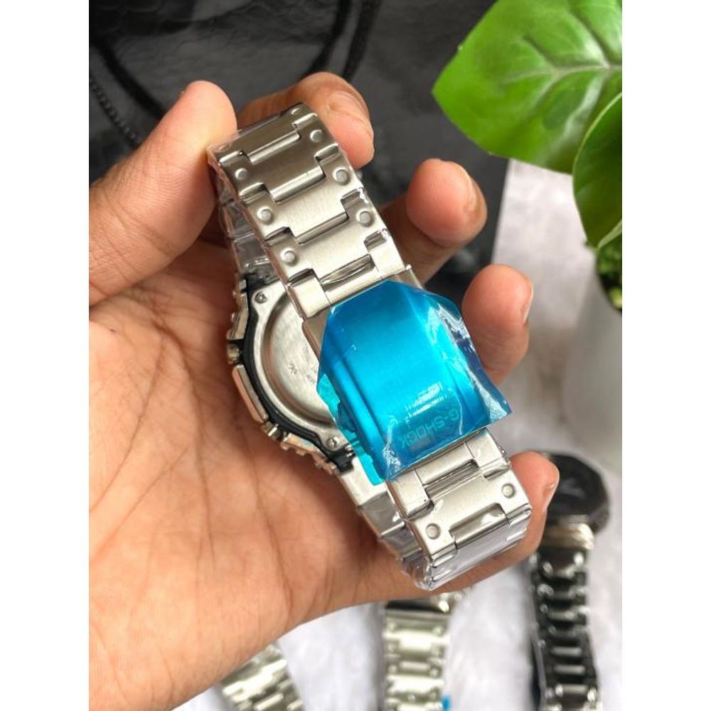 CASIO GSHOCK B2100 METAL SILVER BLACK DIAL AT308