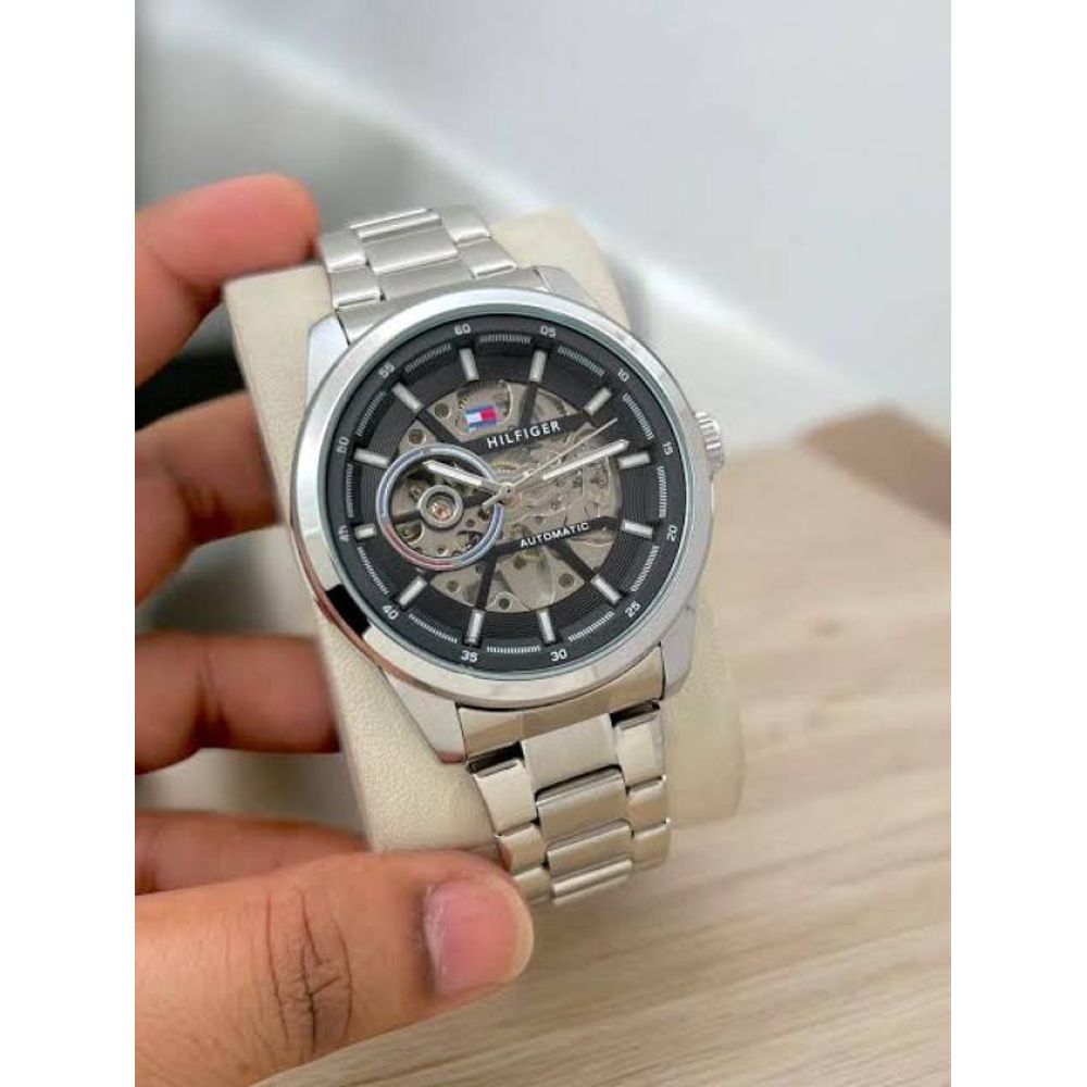TOMMY HILFIGE AUTOMATIC SKELETON SIL BLACK 835