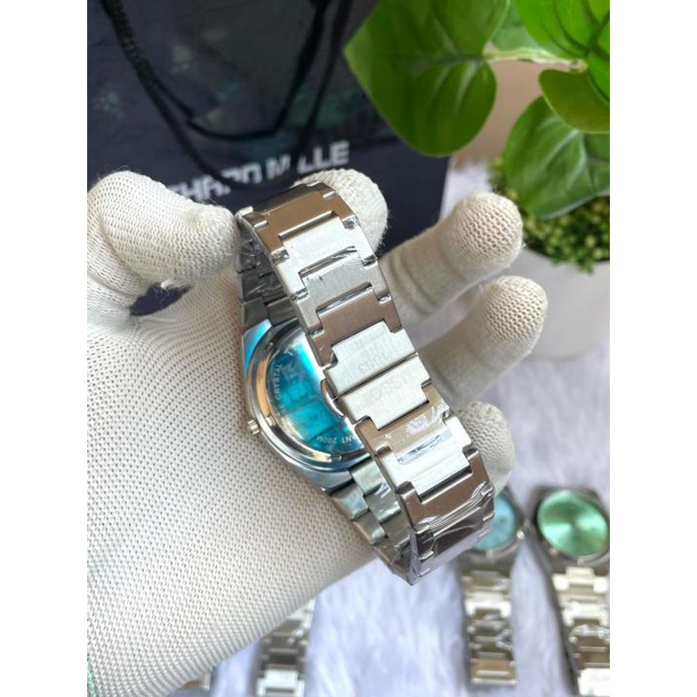 TISOT PRX SILVER DARK BLUE TEXTURE DIAL AT358