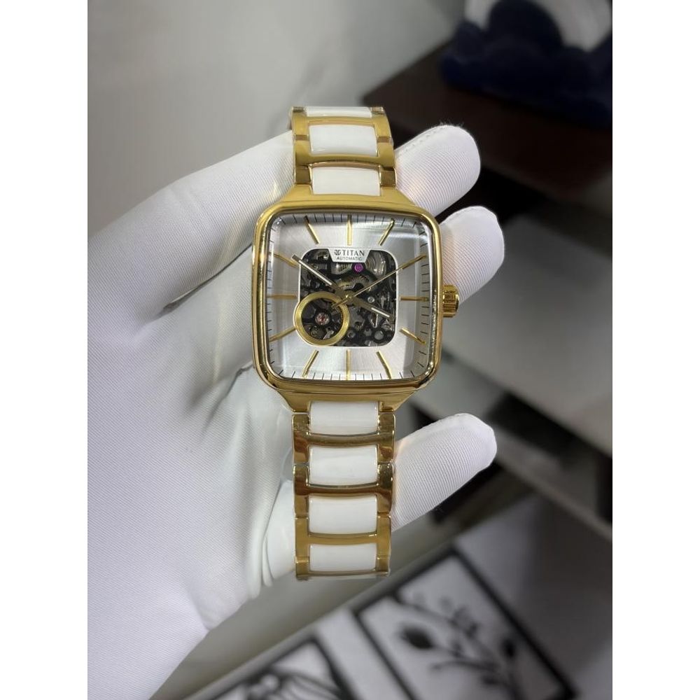 TITA AN CERAMIC FUSION SKELETON AUTOMATIC RICH WHITE GOLD  MENS HVY 1168