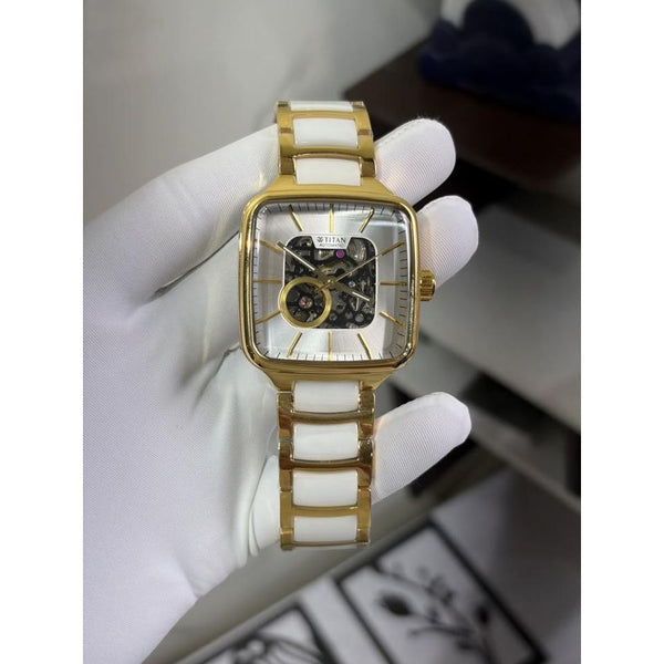 TITA AN CERAMIC FUSION SKELETON AUTOMATIC RICH WHITE GOLD  MENS HVY 1168