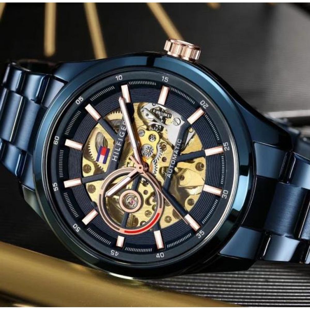 TOMMY HILFIGE AUTOMATIC SKELETON BLUE 837