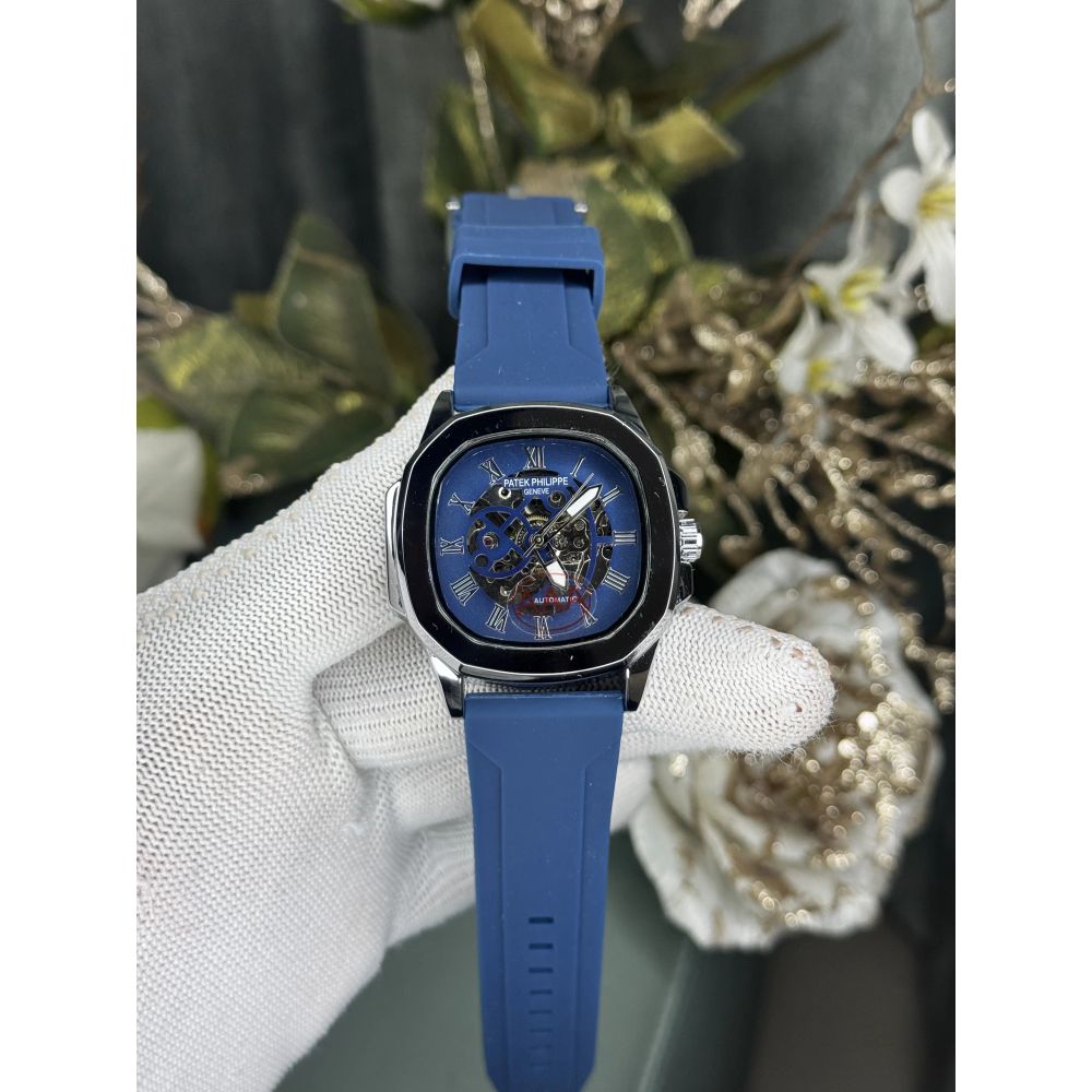 Patek Philippe Silver Blue Premium Automatic Watch