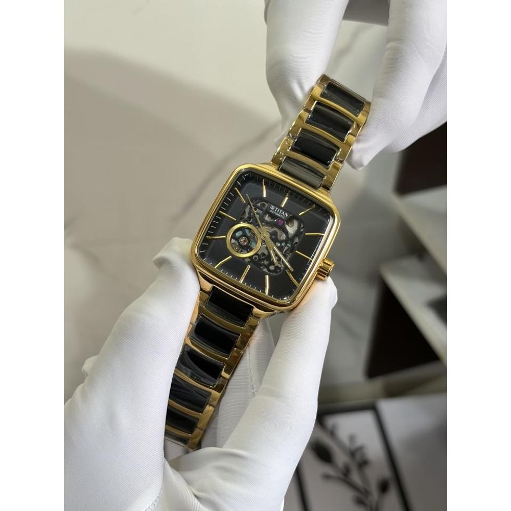 TITA AN CERAMIC FUSION SKELETON AUTOMATIC RICH BLACK GOLD  MENS HVY 1169