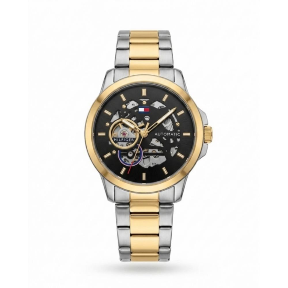 TUMMY HILFIGE SKELETON AUTOMATIC TT GOLD BLACK 588