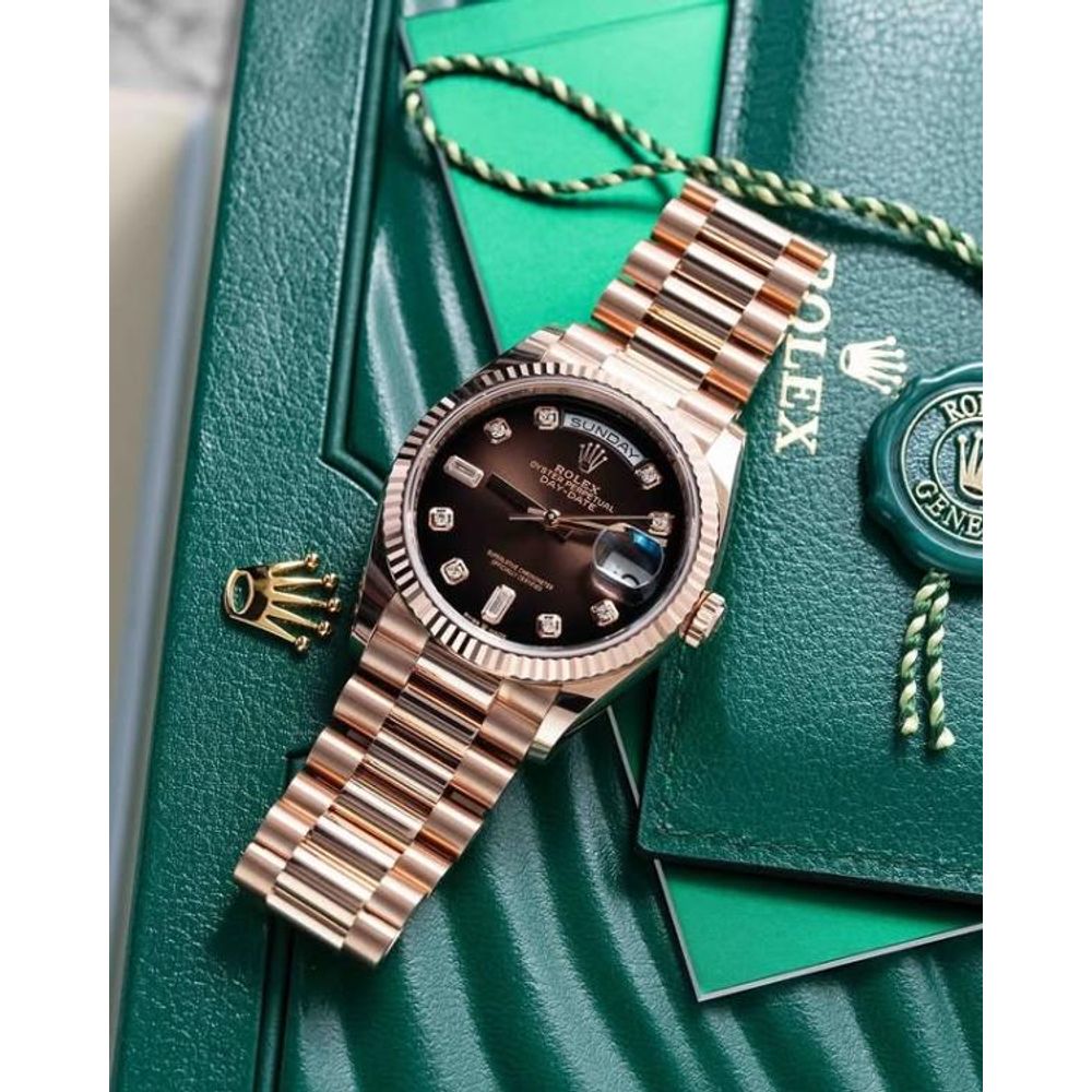 Rolee_x Oyster Perpetual Day Date Diamond Cooper Brown 40 Battery