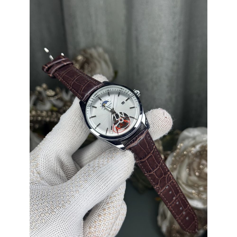 Patek Philipp e Brown White Leather Strap Premium Watch