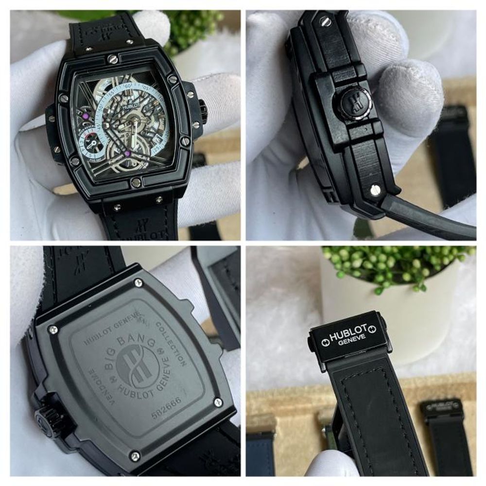 Hublot Bigbang Square Full Black Leather Belt AT519
