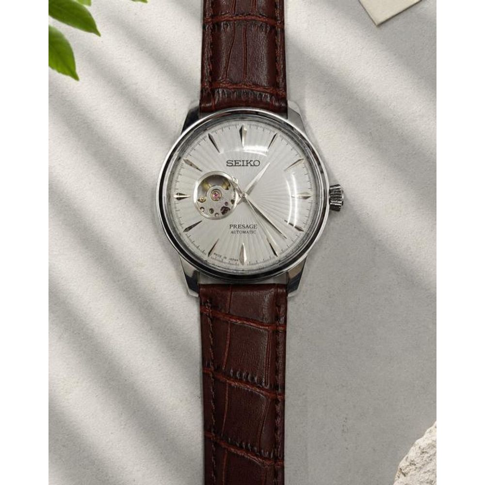Seiko Presage Automatic Brown Silver White Dial