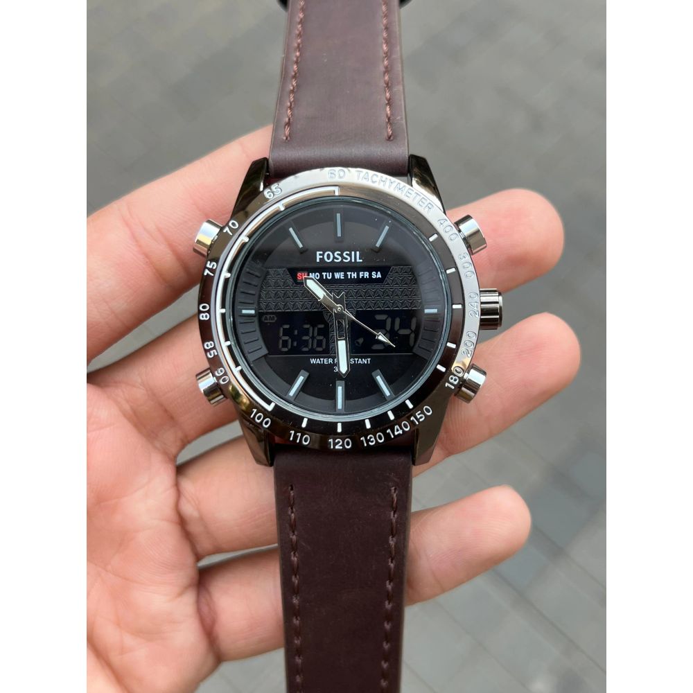 Fossi l Dual Time Dark Brown