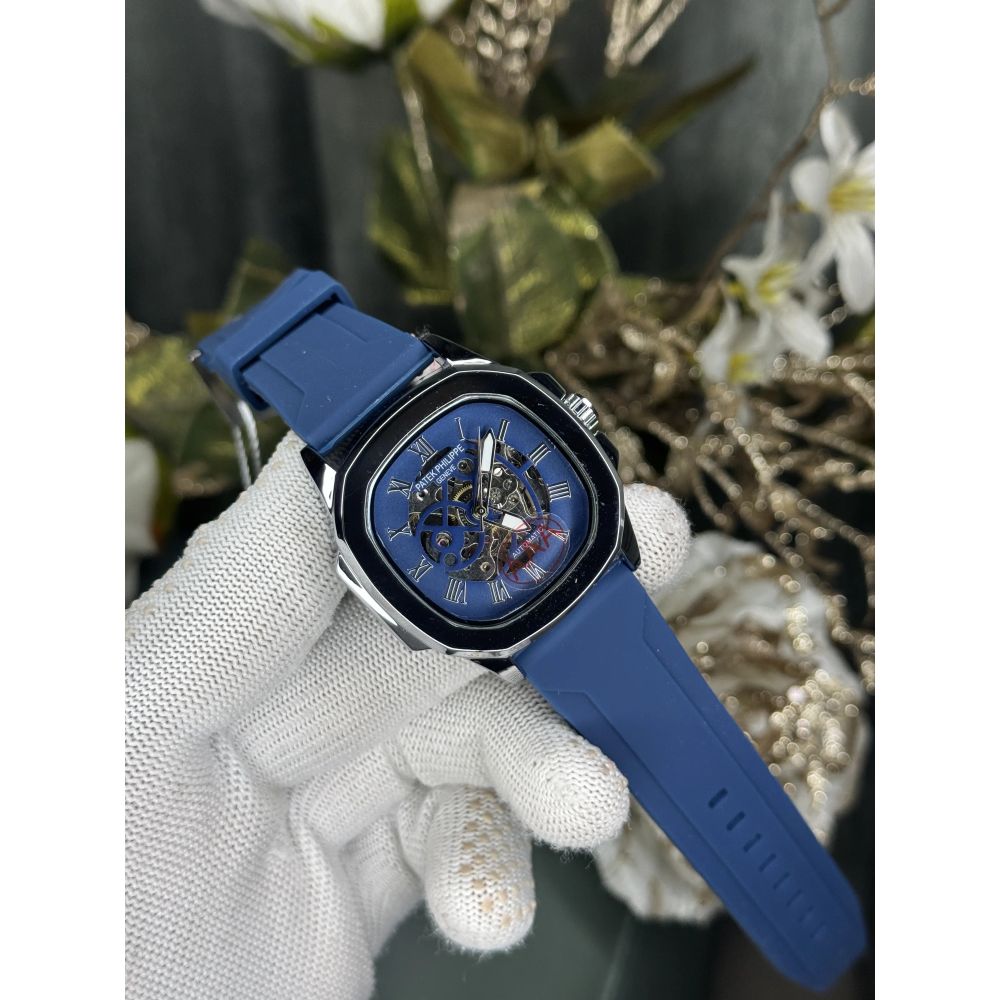 Patek Philippe Silver Blue Premium Automatic Watch